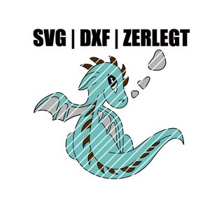 Laserdatei Plotterdatei Drache verschmitzt anfängerfreundlich SVG DXF JPG