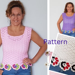 Crochet top pattern, Women crochet pattern, Crochet summer top pattern, Lacy crochet top pattern, Crochet short sleeve pattern, Crop top pat