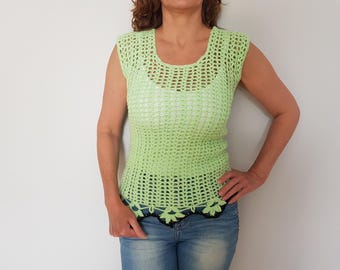 Crochet top pattern, Women crochet pattern, Crochet summer top pattern, Lacy crochet top pattern, Sleeveless top pattern, Gift for crocheter