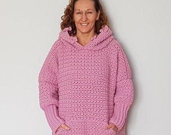 Crochet Hoodie Pattern, Crochet Oversized Sweater Pattern, Crochet