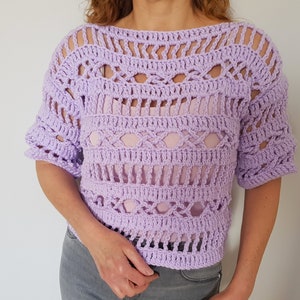 Crochet top pattern, Crochet pdf pattern, Crochet crop top pattern, Easy crochet top, Women crochet sweater, Crochet lacy top pattern, Shrug