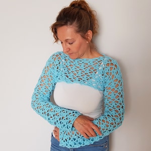 Crochet shrug pattern, Crochet sleeves pattern, Crochet crop top pattern, Crochet woman pattern, Lacy crochet top pattern, Easy crochet top