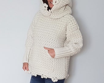 Oversized hoodie pattern, Crochet top pattern, Crochet hoodie pattern, Crochet oversized sweater pattern, Hooded jumper, Crochet sweater,