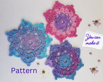 Crochet pattern, Crochet star coaster, Crochet coaster pattern, Crochet for beginners, Easy crochet pattern, Crochet home decor pattern,