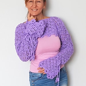 Crochet shrug pattern, Crochet sleeves pattern, Crochet crop top pattern, Crochet woman pattern, Lacy crochet top pattern, Easy crochet top