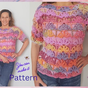 Gift for crocheter, Crochet top pattern, Crochet lacy top pattern, Crochet jumper pattern, Ladies crochet top pattern, Summer top crochet,