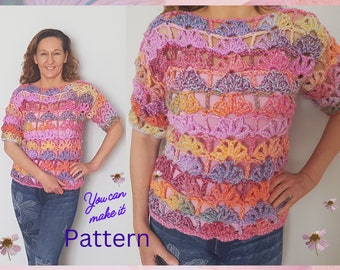 Gift for crocheter, Crochet top pattern, Crochet lacy top pattern, Crochet jumper pattern, Ladies crochet top pattern, Summer top crochet,
