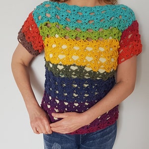 Crochet top pattern, Crochet crop top pattern, Lacy crochet top pattern, Crochet summer top pattern, Crochet easy design, Short sleeve top