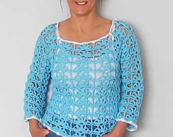 Cadeau pour crocheteuse, modèle de haut au crochet, modèle de haut en dentelle au crochet, modèle de pull au crochet, modèle de haut au crochet pour femmes, haut d'été au crochet,