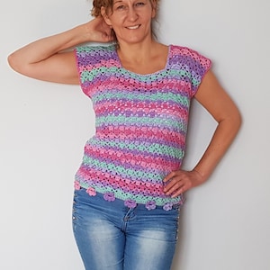 Crochet top pattern, Crochet pattern top, Crochet summer top pattern, Floral crochet top, Lace top pattern, Women crochet pattern, Sleeveles