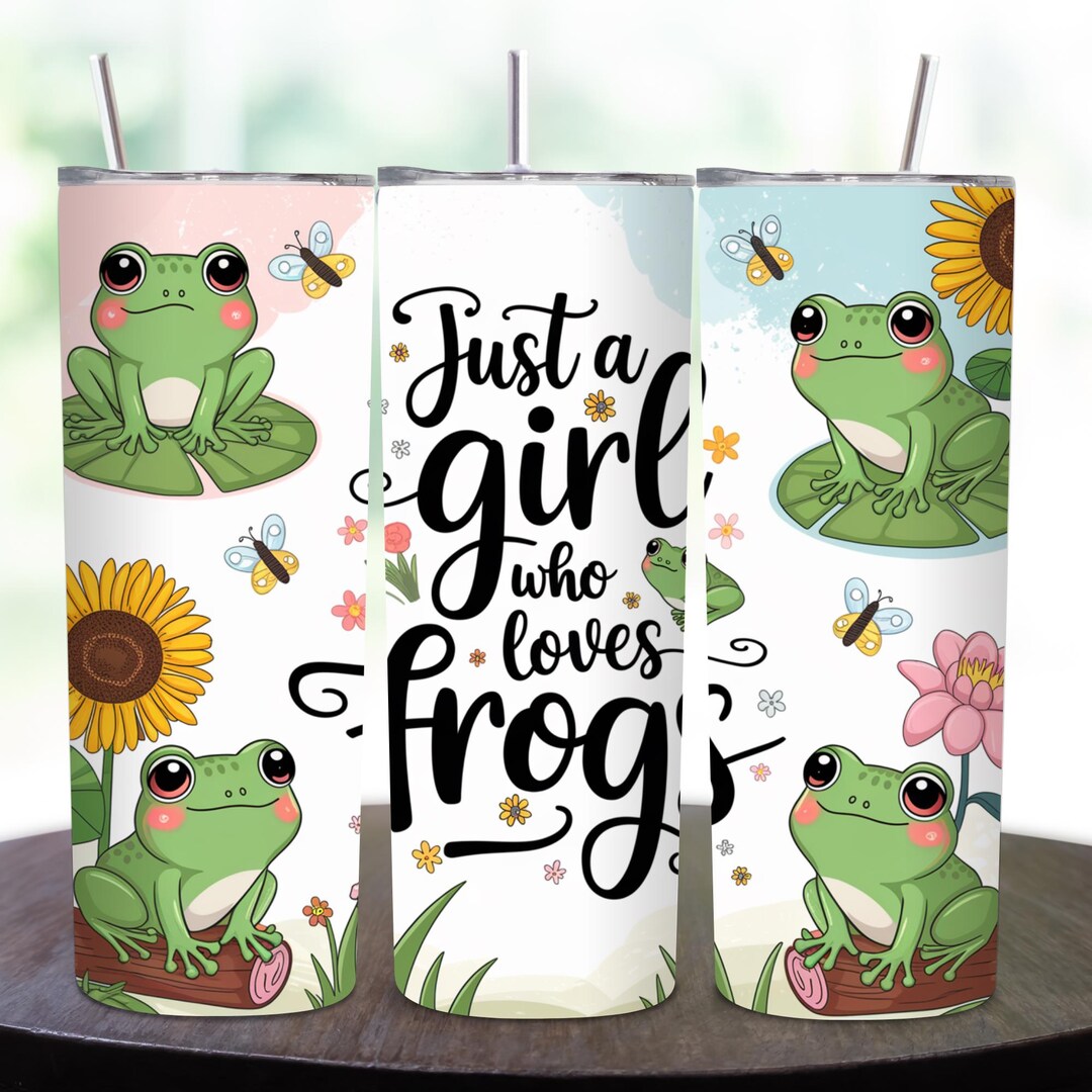 Funny Frog Tumbler Wrap PNG, 20oz Skinny Tumbler Sublimation, Cute Frog ...