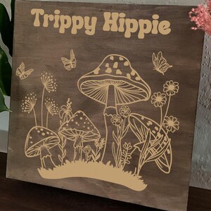 Trippy hippie, mushroom, mushroom gift, mushroom gifts, hippie mushroom, keepsake box, stash box, gifts for stoners, stoner gift, rustic box