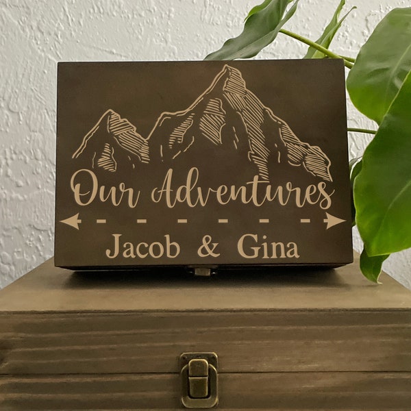 Personalized Box, Memory Box, Engraved Box, Adventures Box, Christmas Eve Wooden Box, Keepsake Box, Wooden Anniversary Gift, Travel Gifts