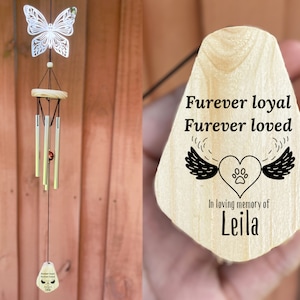 Pet butterfly memorial Wind Chime, Dog Memorial Wind Chime, Personalized Wind Chime, Bereavement Gift, Pet sympathy gift, Dog memorial gift