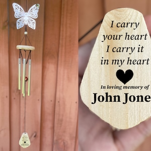 Butterfly Wind Chime, Memorial Wind Chime,Personalized Sympathy Gift, Bereavement Gift,In Memory Of Wind Chime Gift,Memorial gift, Loss gift
