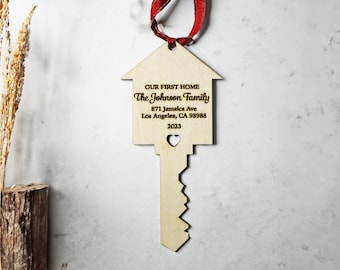First Christmas in our New Home Ornament / Our First Home Ornament / New Home Ornament Personalized / Wood Key Ornament / Keepsake