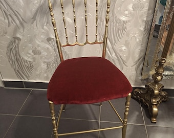 Vintage Chiavari Chair, Brass, 1960s – Red Velvet – Elegant Italian Style – Mid-Century Design