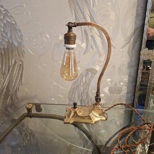 Antique Art Nouveau brass table lamp – circa 1900–1930 – desk lamp with patina – 34 cm – vintage lighting