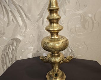 Lampe suspendue indienne vintage en laiton massif – lampe à huile / lampe de temple / décoration orientale