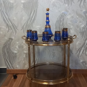 Antique Italian serving trolley made of brass