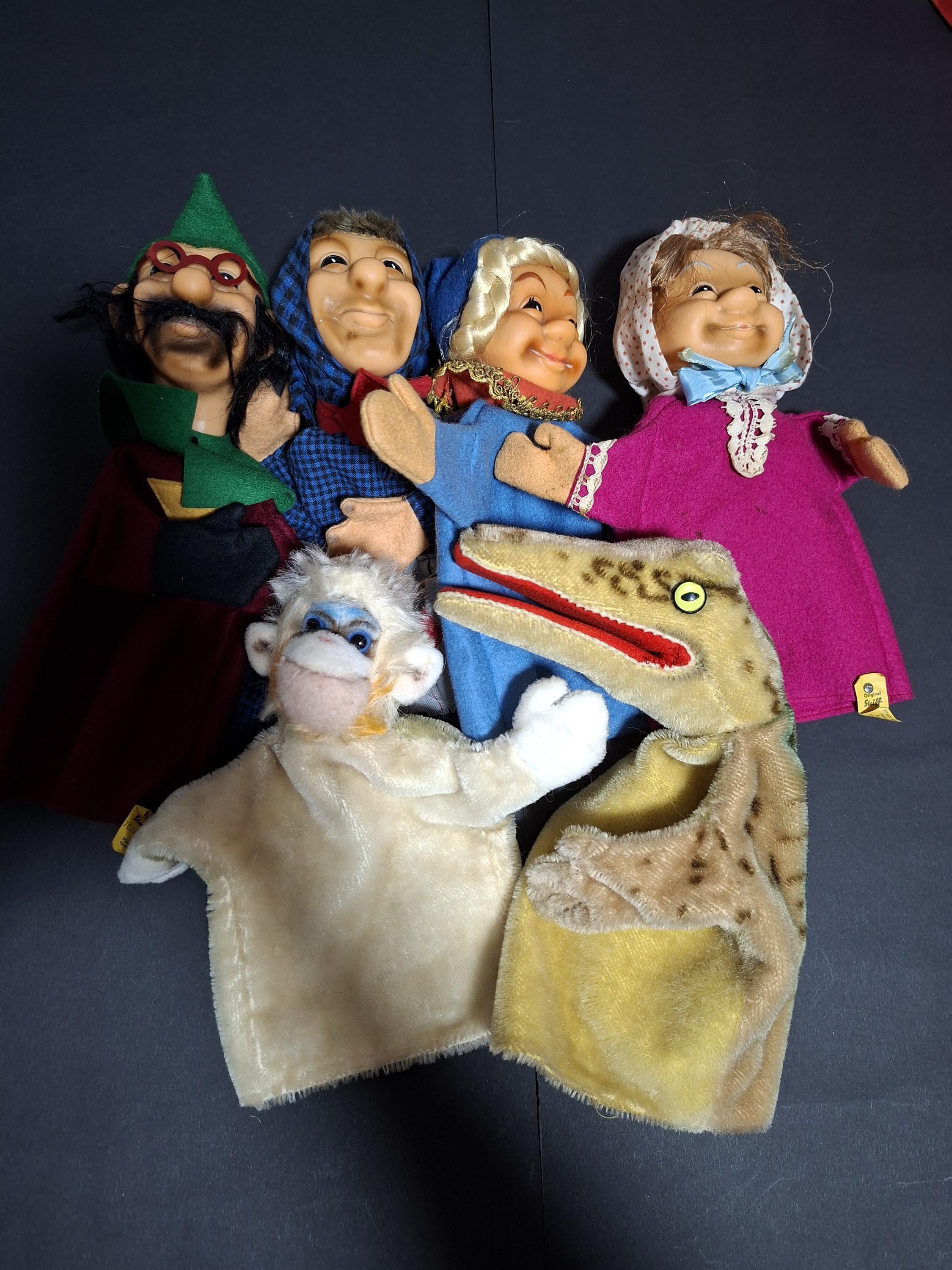 Figurines du guignol en tissu, 6 pièces, marionnettes à main/à poinçon pour théâtre de guignol