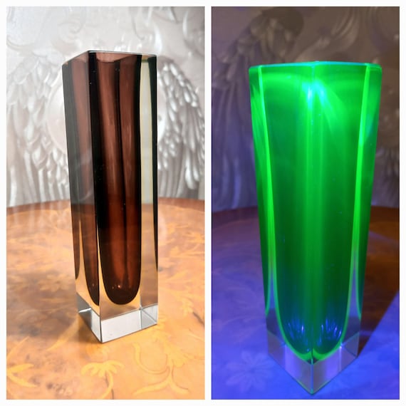 古いムラーノガラスの花瓶、ウランガラス - Etsy 日本