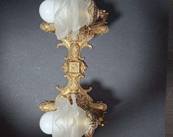 Lámpara de pared vintage de latón – 2 luces – década de 1960 – Estilo barroco