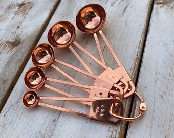 Rose Gold Stainless Steel, Measuring Spoons, Set of 5, High Quality, Modern Kitchen Supplies
