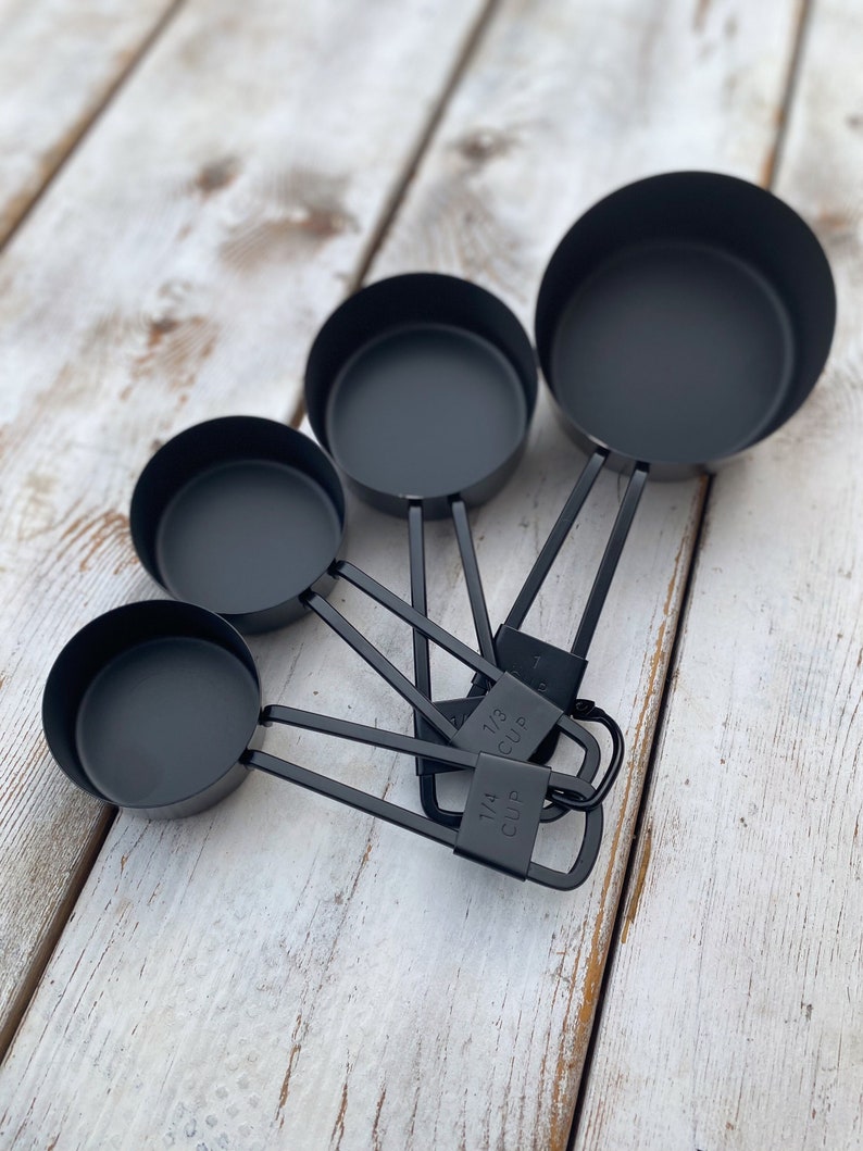 Black Stainless Steel, Measuring Cups, Set of 4, High Quality, Baking, Modern Kitchen Supplies image 1