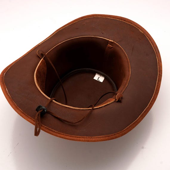 New Men's Brown Stylish Cowboy Hat Western Original Genuine Cow Hide Leather - Foto 2