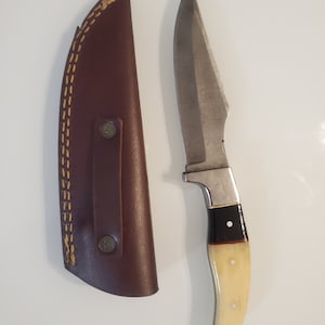 Handmade Damascus Hunting Knife - Bone Handle