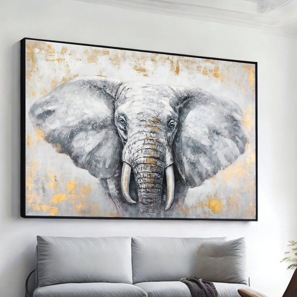 elephant animal canvas art, african elephant animal canvas wall art for home decor, wall art canvas design, framed canvas ready to hang