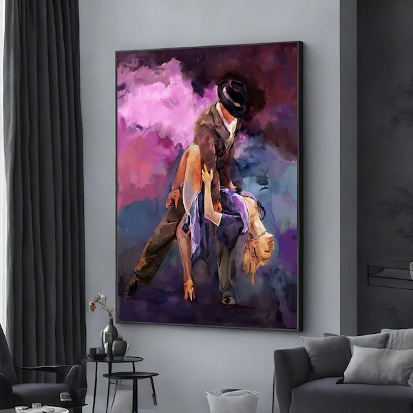 tango dancer art, dance & woman wall art, women canvas art, extra large wall art, wall art canvas design, framed canvas ready to hang