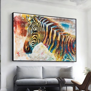 zebra canvas wall art, zebra print home decor wall art, extra large wall art, wall art canvas design, framed canvas ready to hang