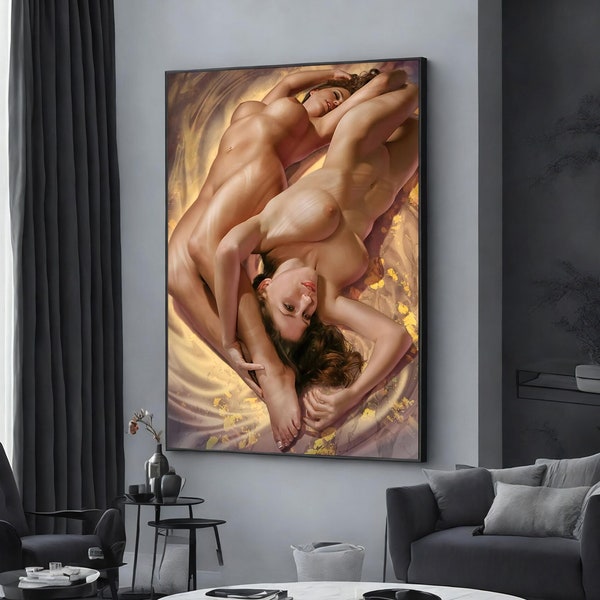 romantic art for bedroom embracing kissing couple painting, extra large wall art, wall art canvas design, framed canvas ready to hang