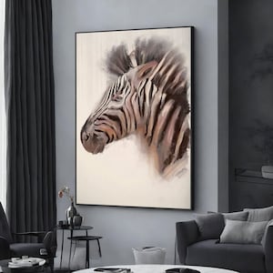 zebra canvas wall art, large framed zebra print home decor wall art, animal poster, wall art canvas design, framed canvas ready to hang