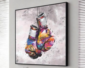 graffiti boxing gloves canvas, banksy wall art, graffiti canvas painting, boxing canvas print, pop art gloves canvas decor large canvas art