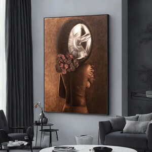 afrikanische Frauen, afrikanische Mädchen, ethnische Kunst, extra große Wandkunst, gerahmte Leinwand, fertig zum Aufhängen