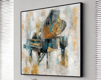 piano music painting, print of piano painting, extra large wall art, wall art canvas design, framed canvas ready to hang