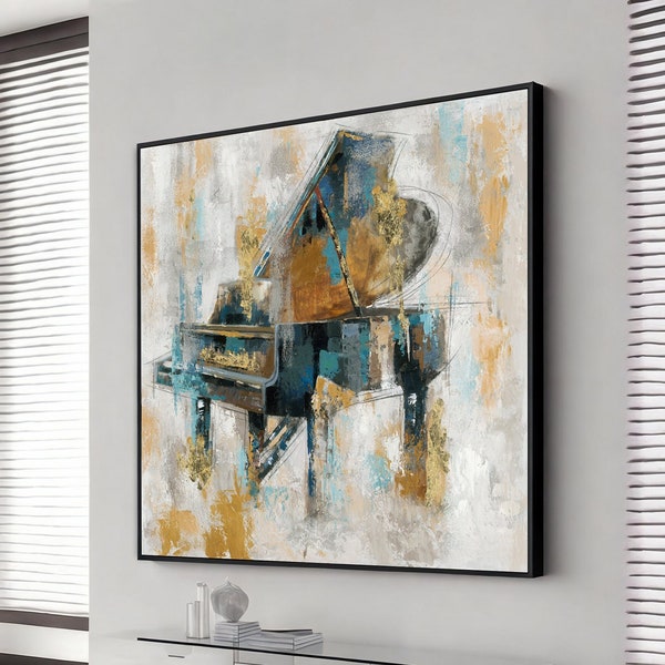 piano music painting, print of piano painting, extra large wall art, wall art canvas design, framed canvas ready to hang