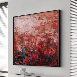 canvas wall art red abstract painting prints modern home artwork decoration, extra large wall art design, framed canvas ready to hang