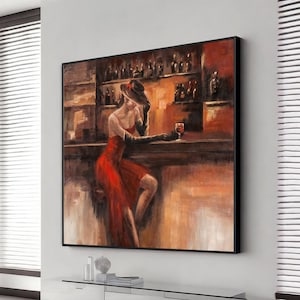 woman in red dress canvas painting, picture of beautiful lady in dress, wall art canvas design, framed canvas ready to hang
