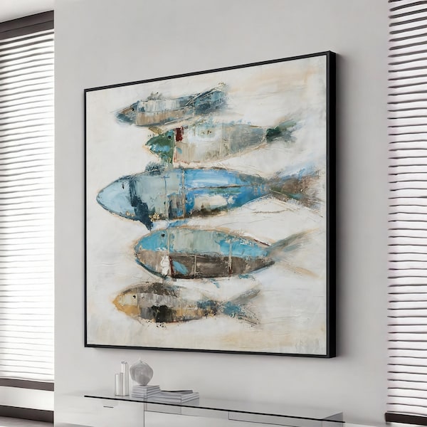 See Haus Dekor Forelle Fisch-Set moderne Seehaus Kunst Küste, Tier Poster, Kunst auf Leinwand, gerahmte Leinwand, fertig zum Aufhängen