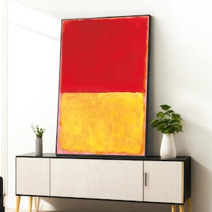 Mark Rothko Red And Yellow Canvas Painting, Mark Rothko Expressionism Painting, Modern Wall Art,Abstract Canvas Art, Framed Canvas