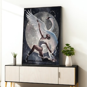 vrouw in dansende witte jurk canvas schilderij, dansende vrouw poster, dansende vrouw print dansende meeuwen muur kunst canvas ontwerp