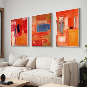 Mark Rothko Set Of 3 Canvas Mix Art Reproduction, Best Seller Mark Rothko Reproduction, Abstract Canvas Wall Art, Modern Minimal Art