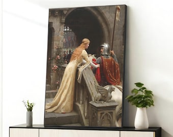Medieval Wall Decor – God Speed Knight Art by E. Blair Leighton, Vintage Canvas Painting, Ideal Unique Housewarming Gift