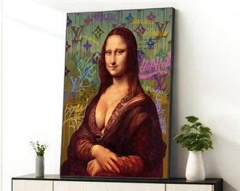 Big Breasted Mona Lisa Canvas Art - Banksy Inspired Wall Decor - Humorous Gift for Art Lovers