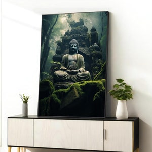 Meditation Malerei Leinwand Kunst, Serene Buddha Wand dekor, Asiatisch inspirierte Zen Kunst für Achtsames Leben, Spirituelles Geschenk