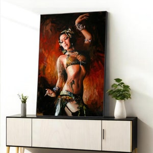 Woman Belly Dancer Canvas Painting - Vibrant Spanish Dance Wall Decor - Perfect Artistic Gift for Dance Lovers